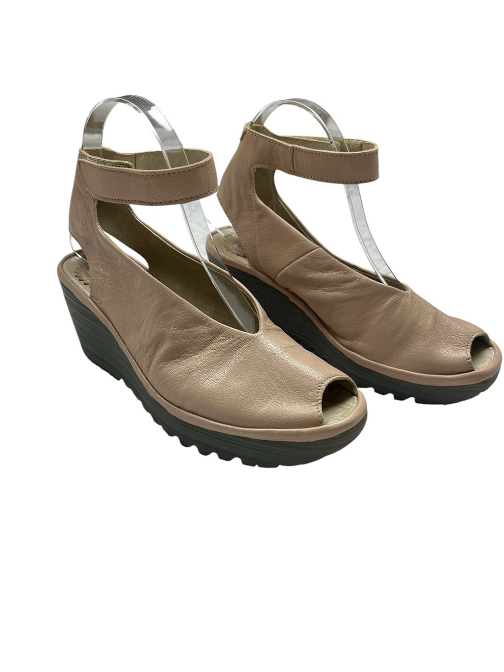 Fly London Yala Wedge Peep Toe Sandals Women’s Sandals 38 Cream - Picture 2 of 14
